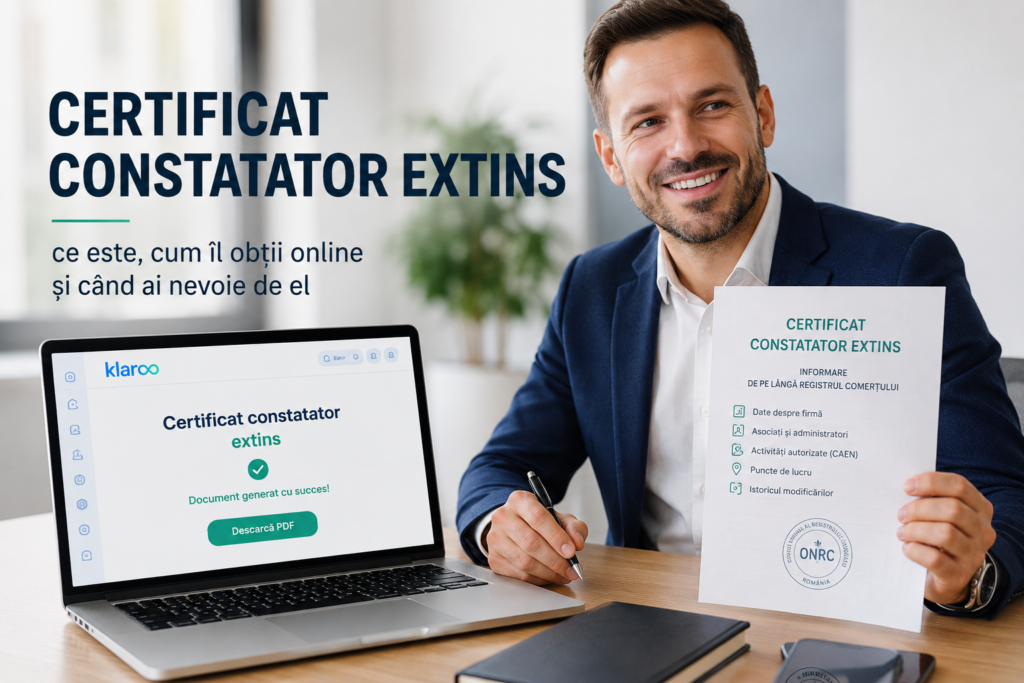 certificat constatator extins online klaroo