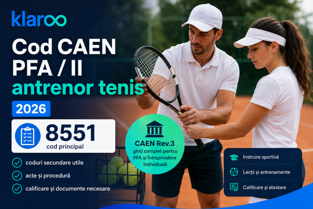 Cod CAEN PFA II antrenor tenis 2026 8551, coduri secundare și calificare